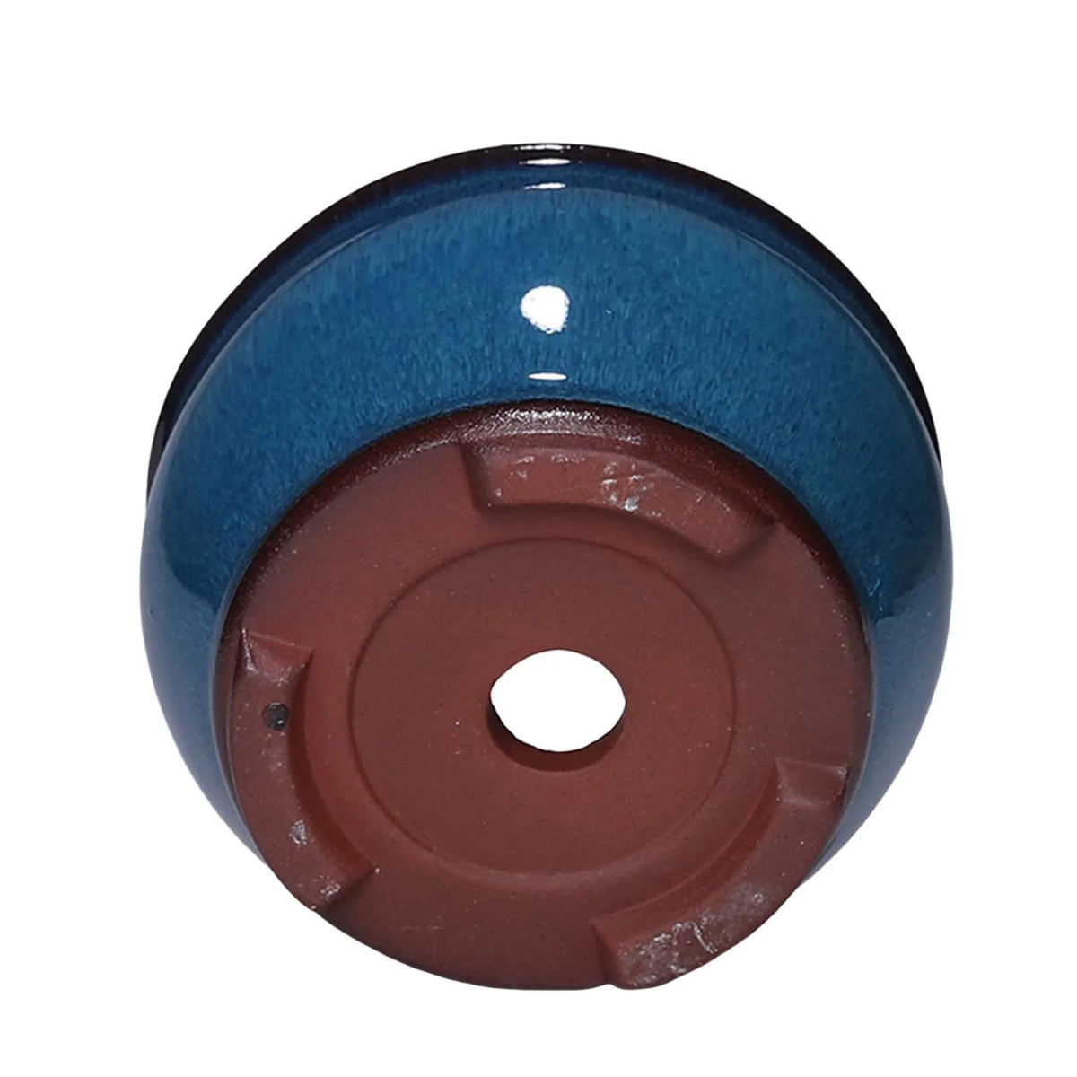 Ceramic Succulent Pot with Drainage Hole for Windowsill, Shelf & Patio | Round Ceramic Plant Pot | Indoor Outdoor Planter in Blue or Sky Blue