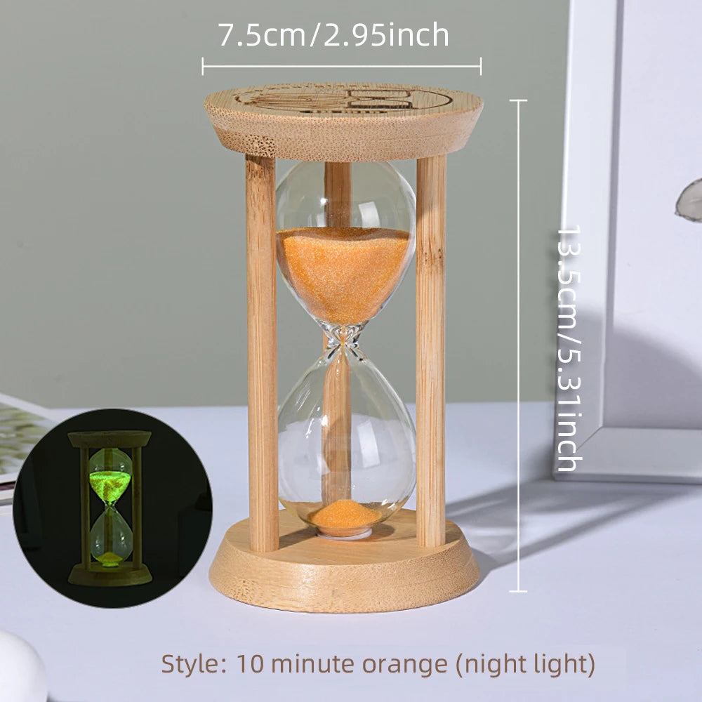 Wooden Hourglass Sand Timer for Desk, Living Room & Kitchen | Minimalist Home Decor Accent | 3, 5, 10, 15 or 30 Minutes in Blue or Orange