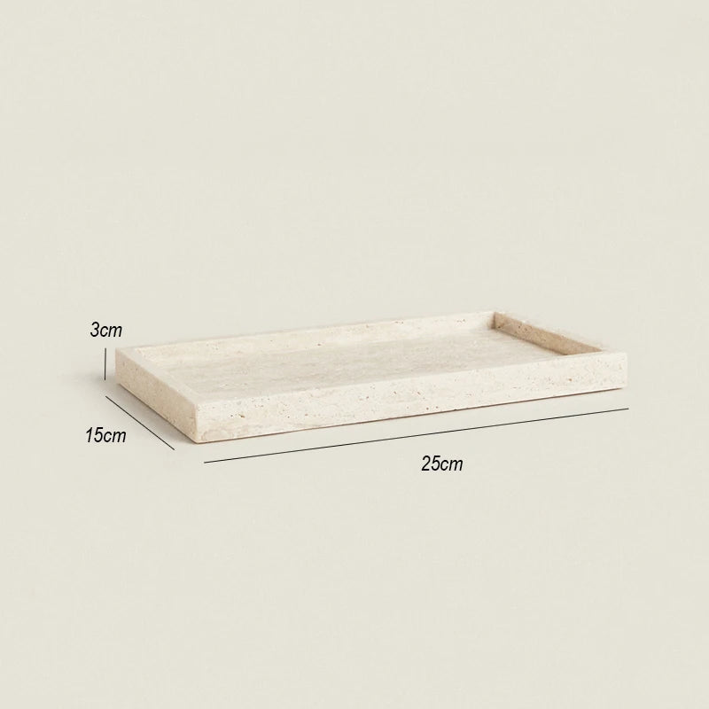 Travertine Vanity Tray for Bathroom Counter, Kitchen Sink & Dresser | Natural Stone Tray for Soap, Perfume & Skincare | 25cm or 30cm
