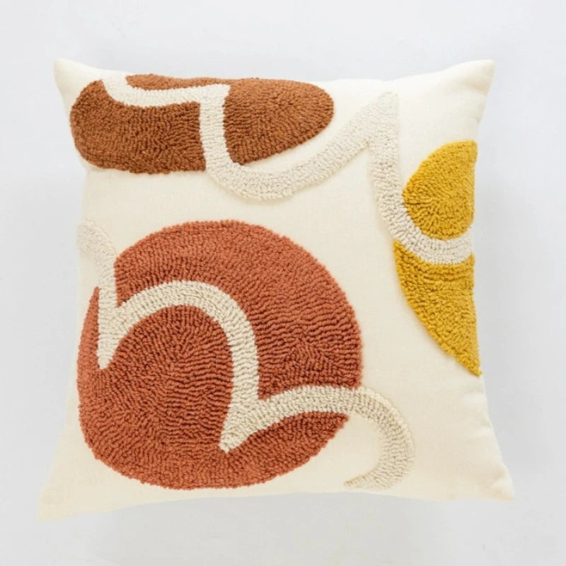Textured Throw Pillow Cover for Sofa & Bed | Boho Neutral Bedroom Decor | Tufted, Suede, Chenille & Faux Fur Designs in Cream & Brown
