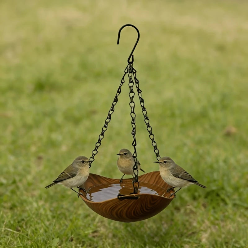 Hanging Bird Bath for Garden, Patio & Balcony | Outdoor Bird Water Bowl with Chain & Hook | Simple Garden Decor for Wild Birds