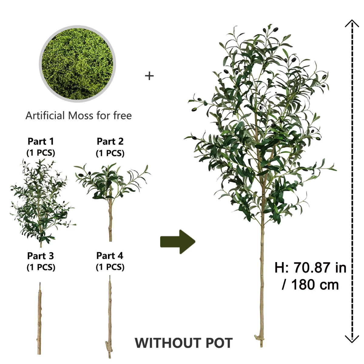 Artificial Olive Tree for Living Room, Balcony & Patio | 120–180cm Faux Indoor Outdoor Plant | Realistic Fake Tree for Home & Garden Decor