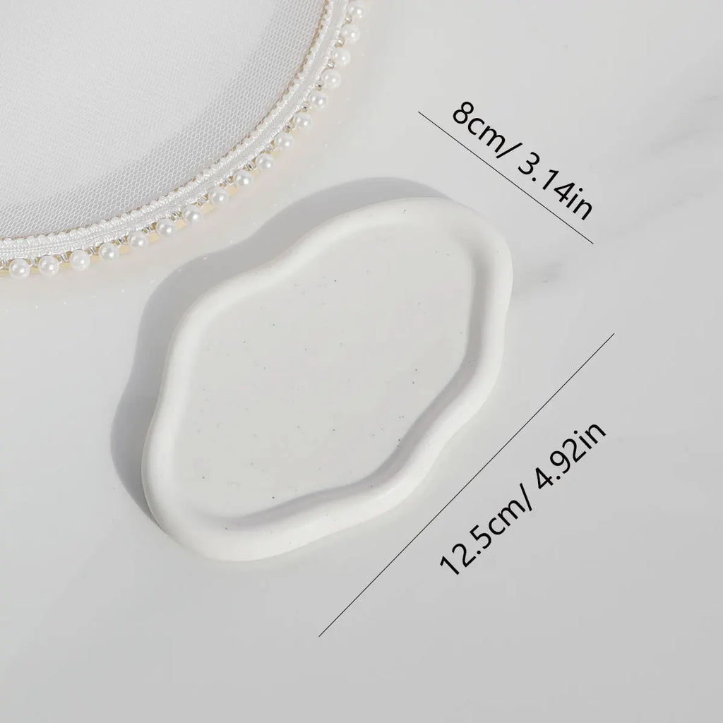 Ceramic Jewellery Dish for Dresser, Nightstand & Entryway | White Trinket Tray for Rings, Keys & Watches | Minimalist Gift in 4 Shapes