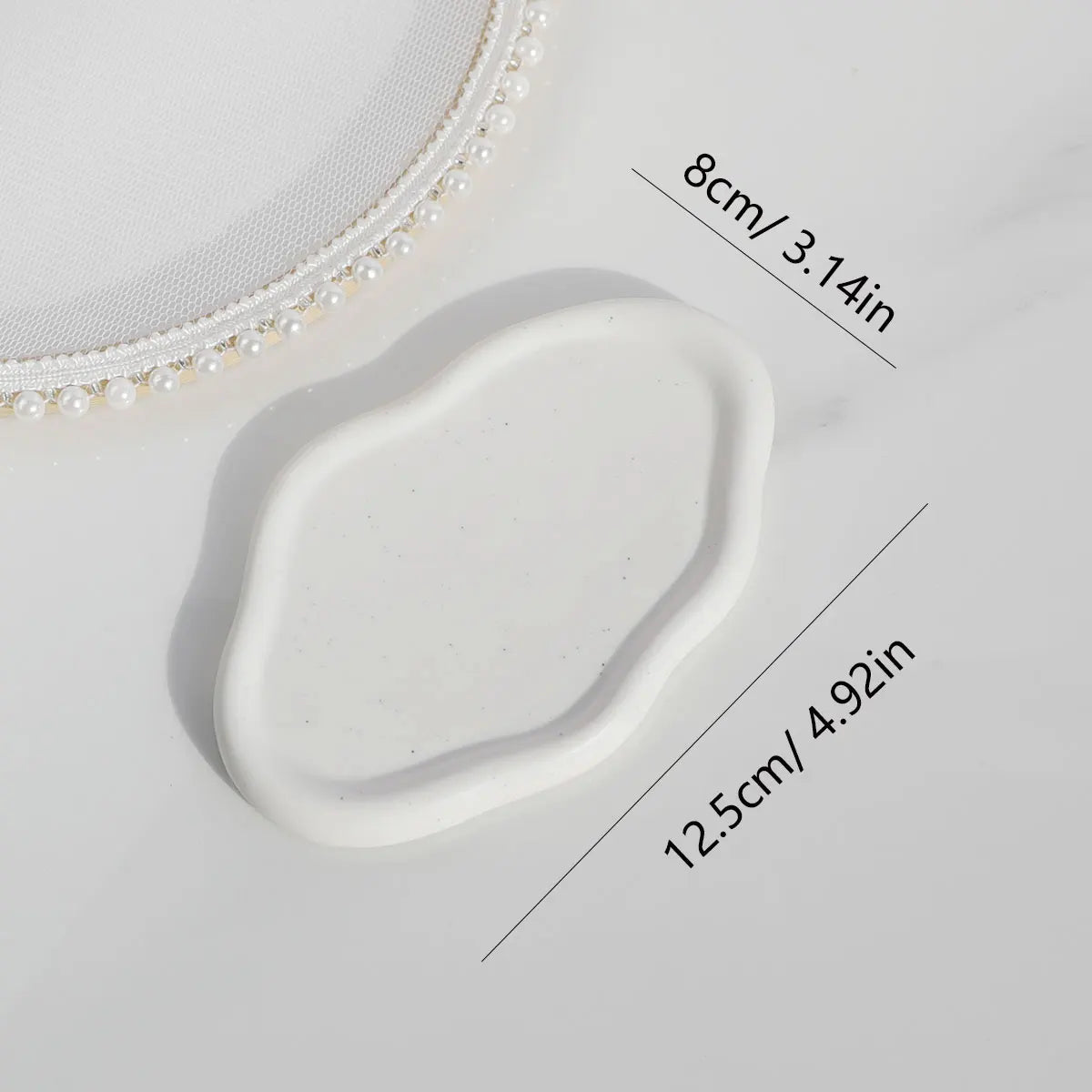 Ceramic Jewellery Dish for Dresser, Nightstand & Entryway | White Trinket Tray for Rings, Keys & Watches | Minimalist Gift in 4 Shapes