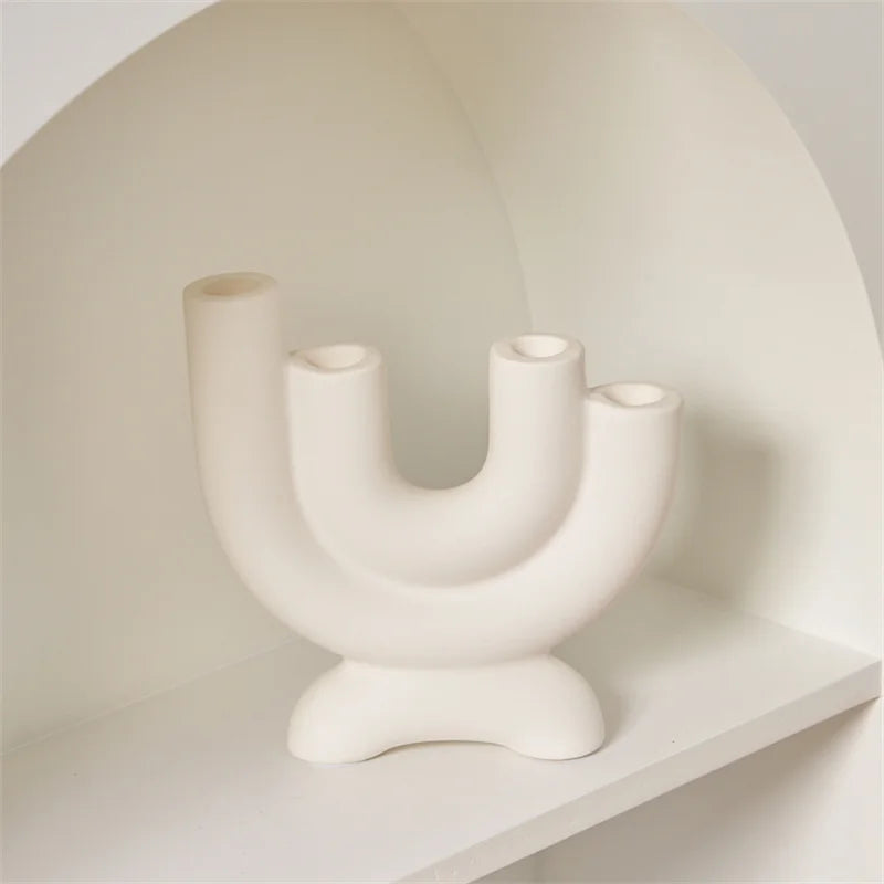 Ceramic Candelabra Candle Holder for Dining Table & Mantel | Nordic Handmade Taper Candlestick | Sculptural Home Decor & Wedding Centrepiece, 5 Styles