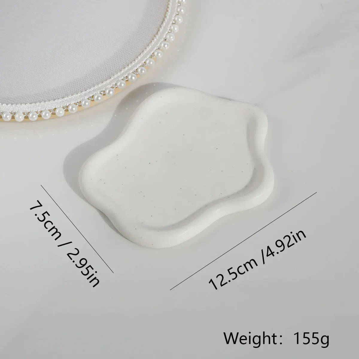 Ceramic Jewellery Dish for Dresser, Nightstand & Entryway | White Trinket Tray for Rings, Keys & Watches | Minimalist Gift in 4 Shapes