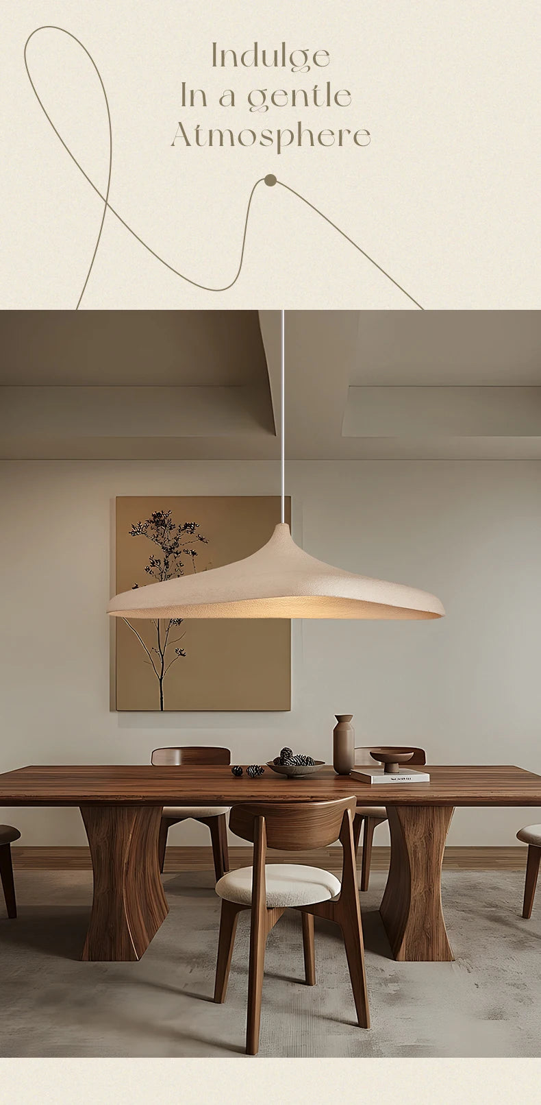 Wabi-Sabi Pendant Light for Dining Room, Living Room & Bedroom | Japanese-Style Hanging Ceiling Lamp | Statement Chandelier, 80cm or 100cm
