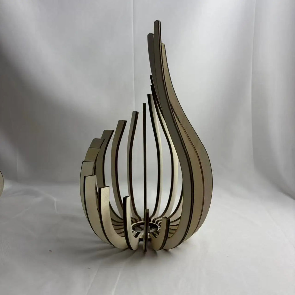 Handmade Wooden Candle Holder for Dining Table & Mantel | Sculptural Flame-Shaped Candlestick | Romantic Table Decor, S, M, L or Set of 3