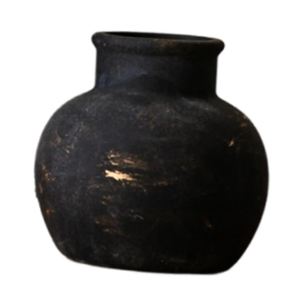 Rustic Ceramic Vase for Living Room, Mantel & Office | Wabi-Sabi Farmhouse Flower Vase | Textured Pottery Centrepiece in Black or Rust