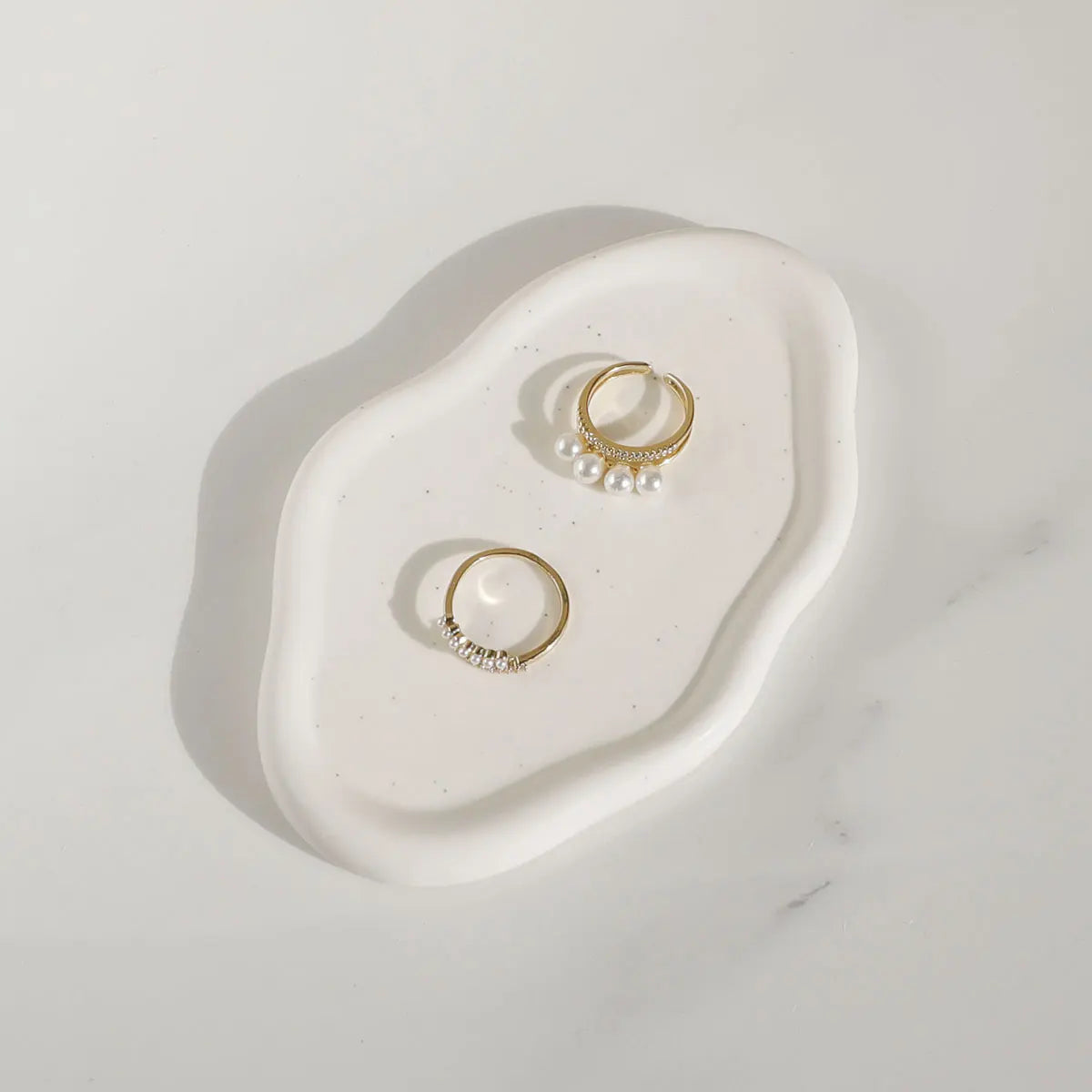 Ceramic Jewellery Dish for Dresser, Nightstand & Entryway | White Trinket Tray for Rings, Keys & Watches | Minimalist Gift in 4 Shapes
