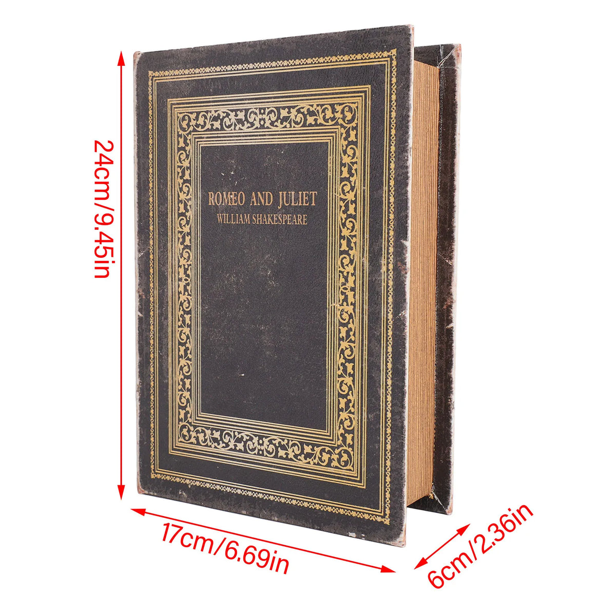 Decorative Book Box for Living Room Shelves & Office | Faux Antique Leather Book Storage Box | Vintage European Hidden Storage & Jewellery Box