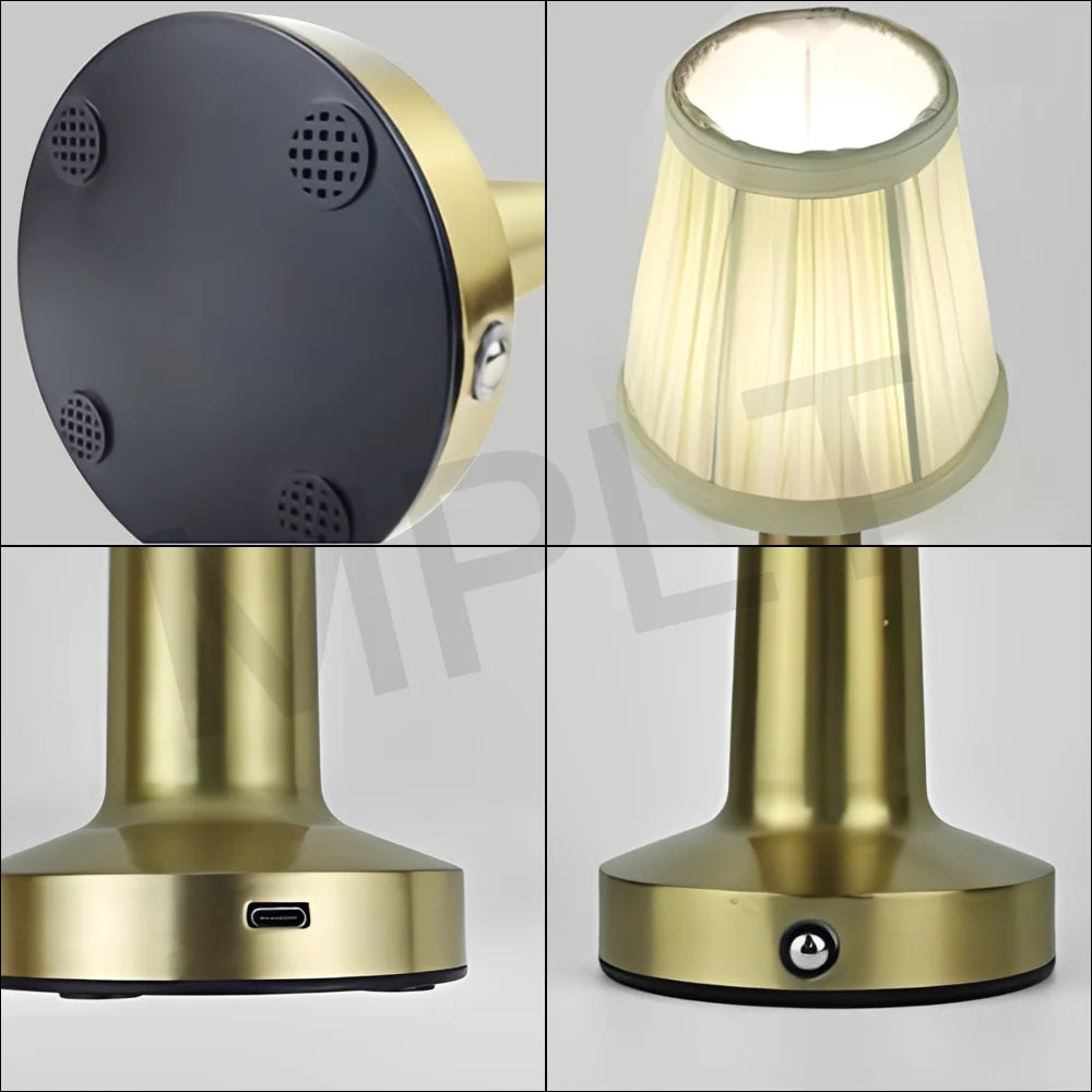 Cordless Pleated Table Lamp for Dining Table, Bedroom & Restaurant | Rechargeable Touch-Dimmable LED | Portable Lamp in Rose Gold, Gold or Silver