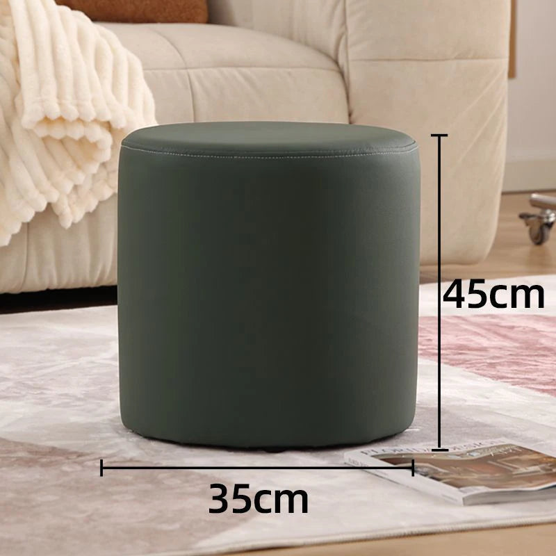 Wooden Ottoman Stool | Nordic Upholstered Vanity Stool & Low Step Stool for Living Room, Bedroom & Office, 3 Sizes in 6 Colours