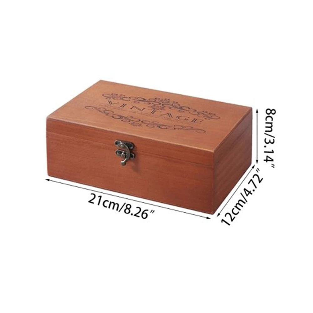 Wooden Storage Box with Lock & Hinged Lid for Home Office & Bedroom | Retro Keepsake Box | Decorative Valuables Case in S, M, L