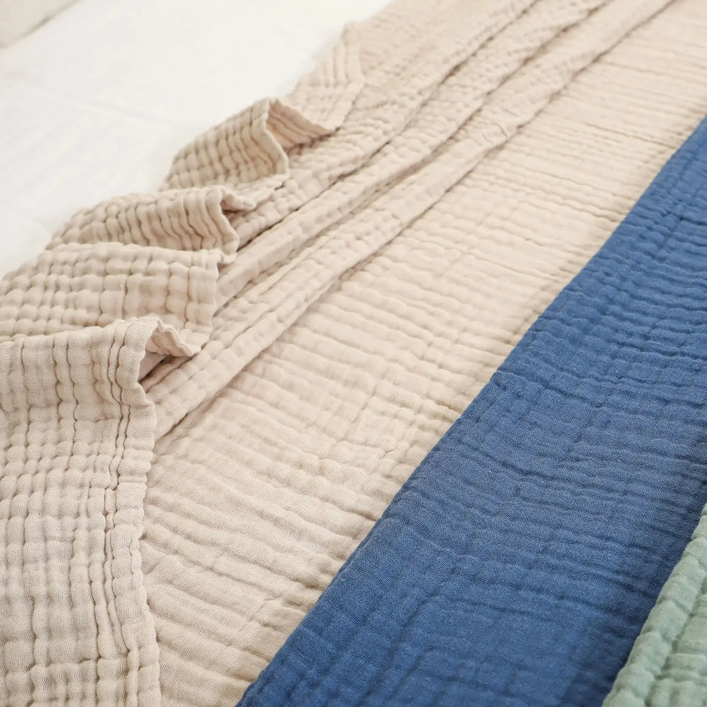 6-Layer Cotton Muslin Throw Blanket for Bed & Sofa | Lightweight Breathable Bedspread | Cozy Bedroom Decor | 3 Sizes, 9 Colours