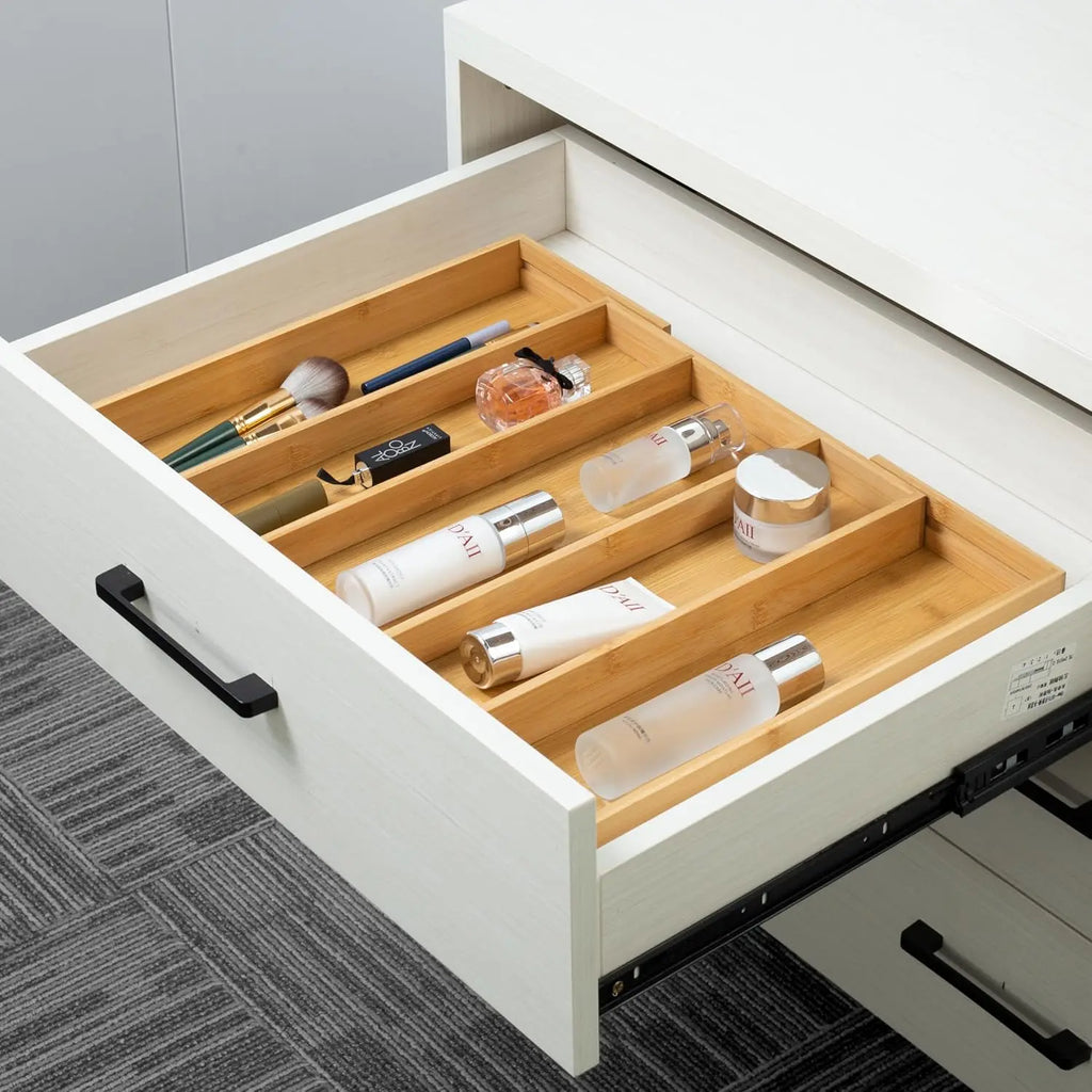 Expandable Bamboo Drawer Organiser for Kitchen Cutlery | Adjustable Utensil Tray & Silverware Divider | Natural Kitchen Storage, 2 Styles
