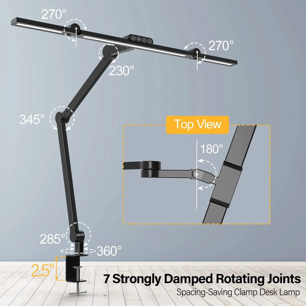 24W Architect LED Desk Lamp with Clamp & Auto Dimming | Ultra Bright Task Light with Ambient Atmosphere Lighting for Home Office