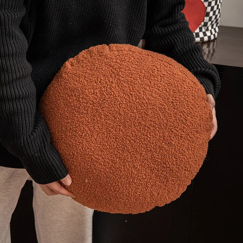 Round Teddy Faux Fur Cushion for Bedroom & Reading Nook | Cozy Bedroom Decor | Removable Washable Cover | With or Without Filling