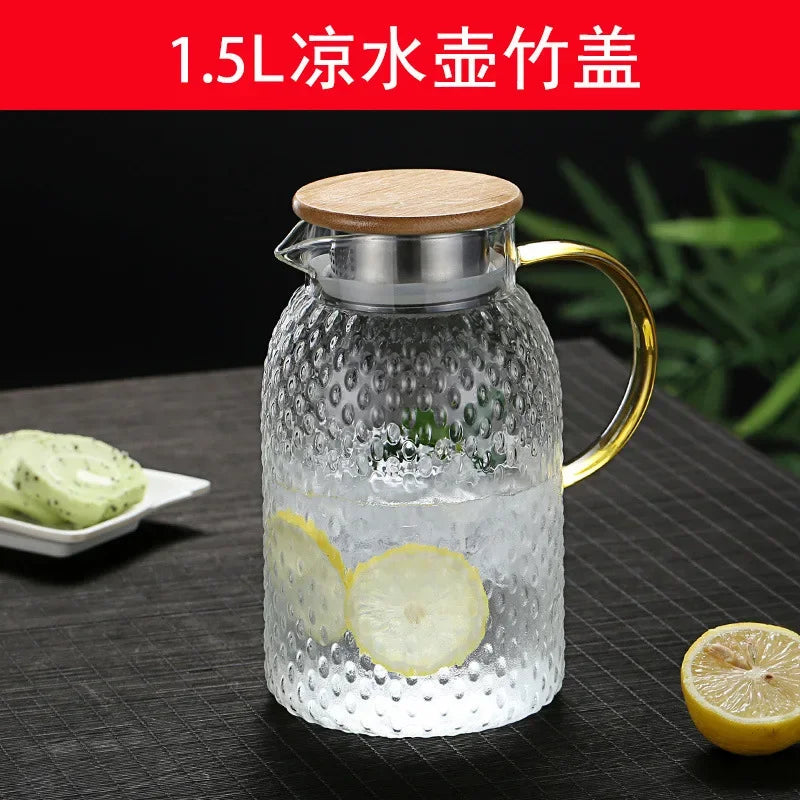 Borosilicate Glass Pitcher with Bamboo or Steel Lid | Heavy Duty Carafe for Hot & Cold Drinks, Iced Tea, Juice & Milk, 1L–1.9L