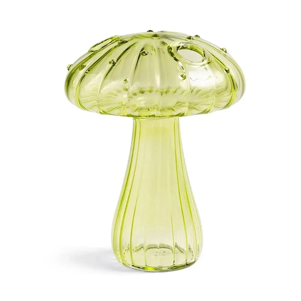 Mushroom Glass Vase for Desk, Shelf & Windowsill | Hydroponic Plant & Bud Vase | Colourful Modern Home Decor Ornament in 12 Colours