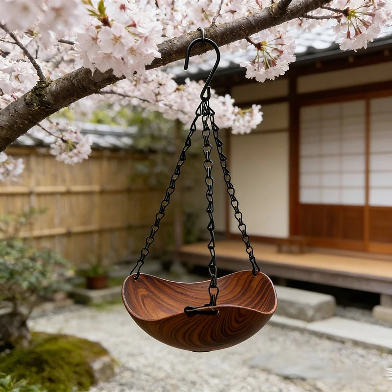 Hanging Bird Bath for Garden, Patio & Balcony | Outdoor Bird Water Bowl with Chain & Hook | Simple Garden Decor for Wild Birds
