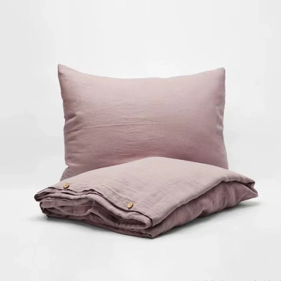 Stone Washed Linen Duvet Cover & Pillowcases for Bedroom | 100% French Linen Bedding | Breathable Neutral Bedroom Decor | 10 Colours