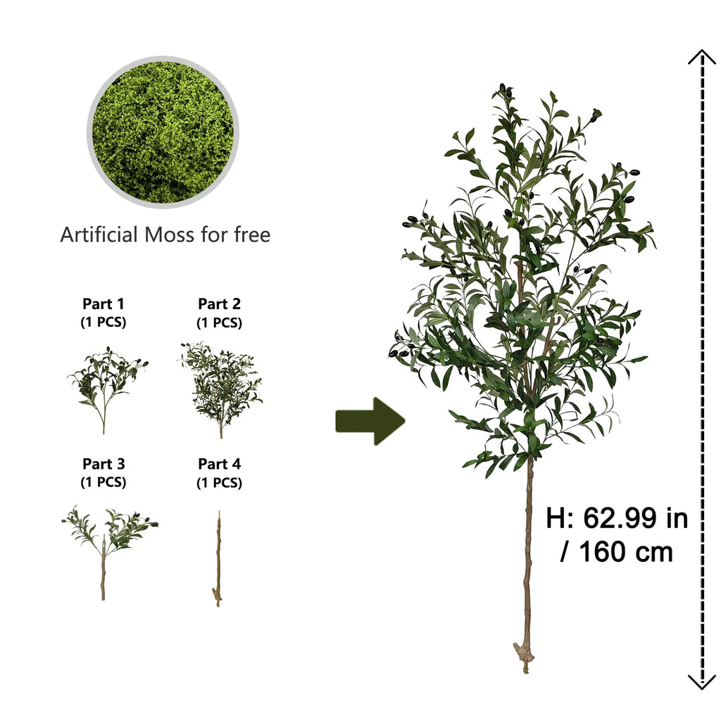 Artificial Olive Tree for Living Room, Balcony & Patio | 120–180cm Faux Indoor Outdoor Plant | Realistic Fake Tree for Home & Garden Decor
