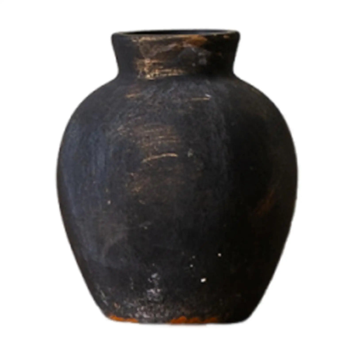 Rustic Ceramic Vase for Living Room, Mantel & Office | Wabi-Sabi Farmhouse Flower Vase | Textured Pottery Centrepiece in Black or Rust