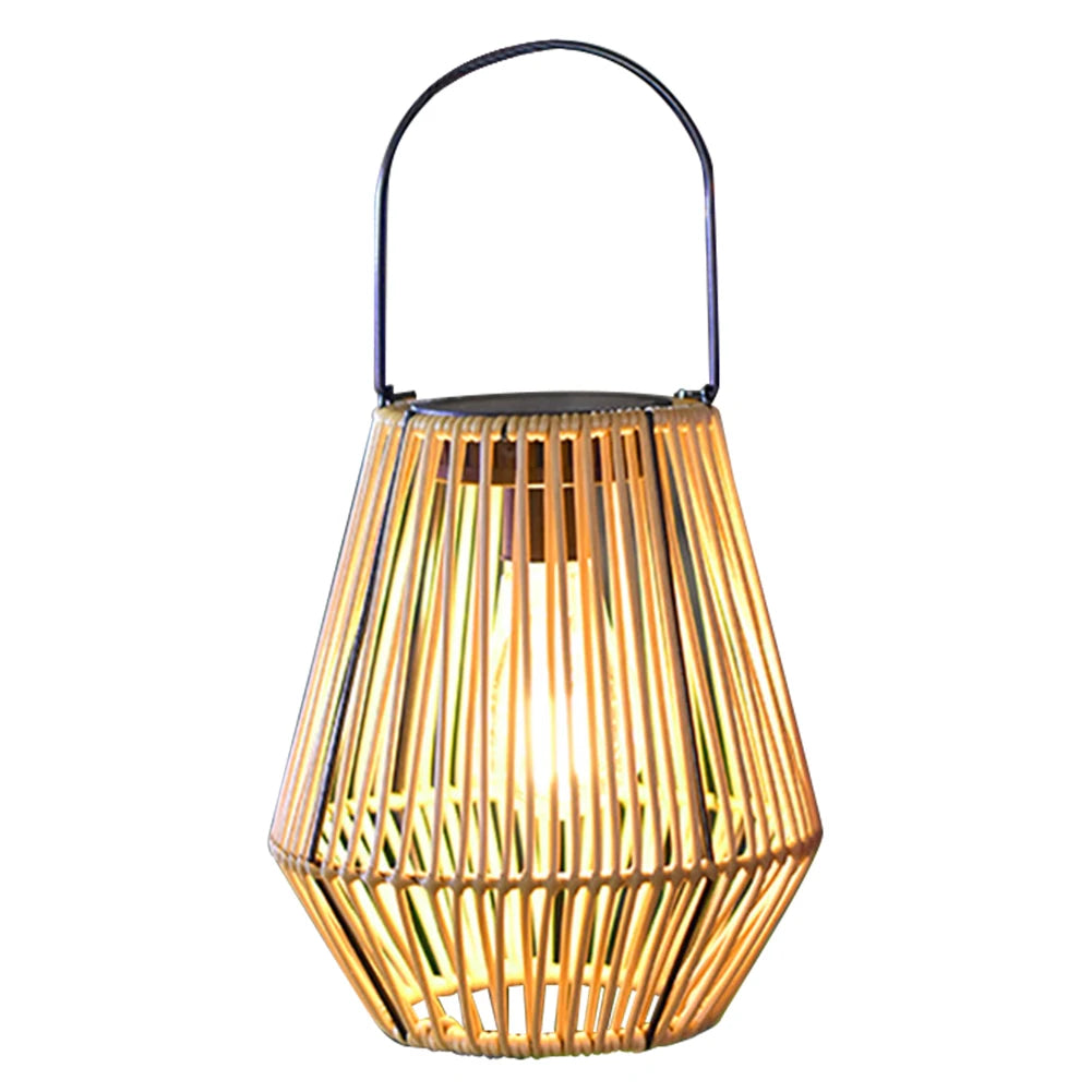 Large Rattan Solar Lantern for Balcony, Patio & Garden | IP65 Waterproof Hanging Bamboo Weave Light | Solar Outdoor Lighting, 2 Options