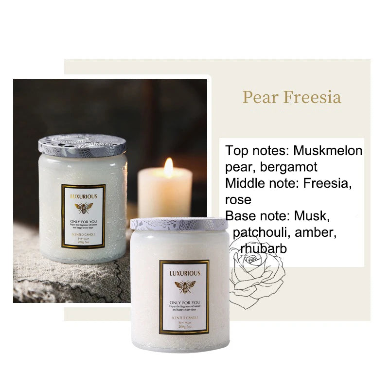 Soy Scented Candle for Living Room & Bedroom | 7oz Natural Soy Wax Jar Candle with Cotton Wick | 40 Hour Burn | Cosy Home Gift in 4 Scents
