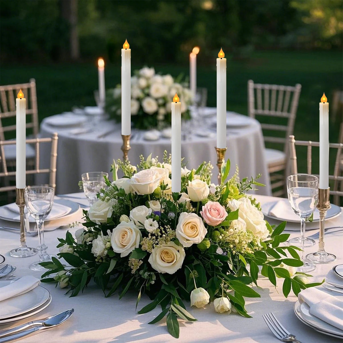 Rechargeable Flameless LED Taper Candles for Dining Table, Mantel & Window | Remote Control with Timer | Flickering Candle Set, 6 to 24 Pcs