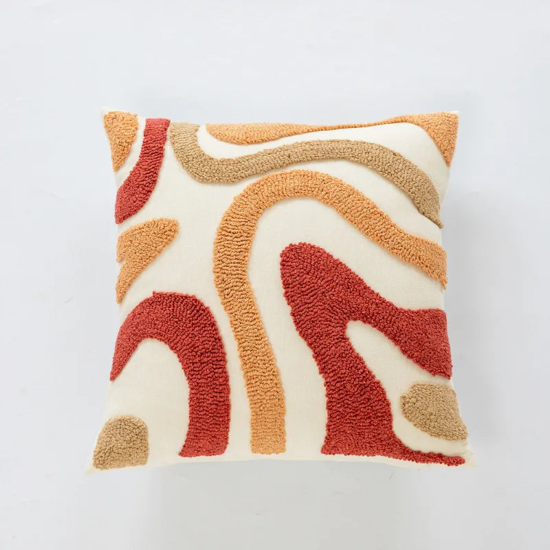 Textured Throw Pillow Cover for Sofa & Bed | Boho Neutral Bedroom Decor | Tufted, Suede, Chenille & Faux Fur Designs in Cream & Brown