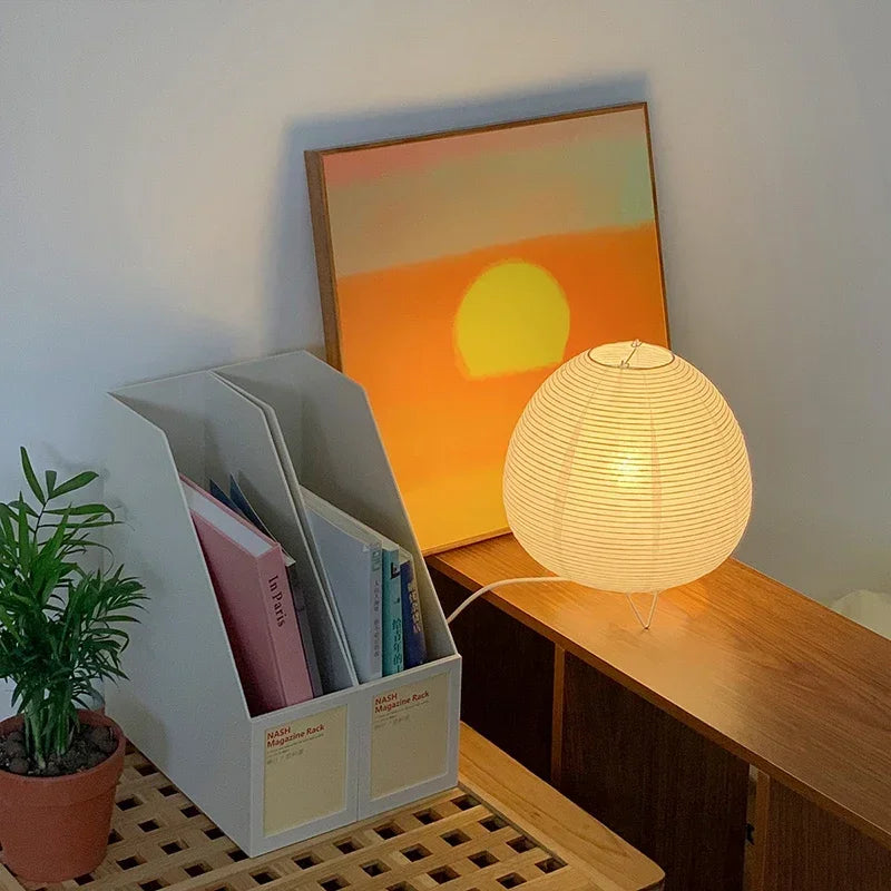 Japanese Lantern LED Table Lamp | Rice Paper Bedside Light & Creative Decor Table Lamp for Living Room, Bedroom, Study & Homestay