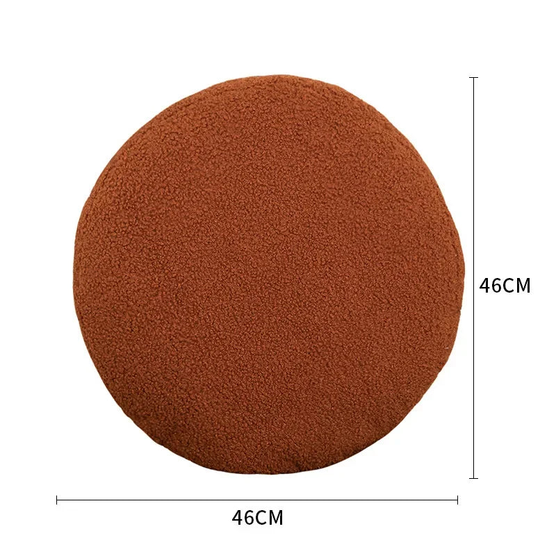Round Teddy Faux Fur Cushion for Bedroom & Reading Nook | Cozy Bedroom Decor | Removable Washable Cover | With or Without Filling
