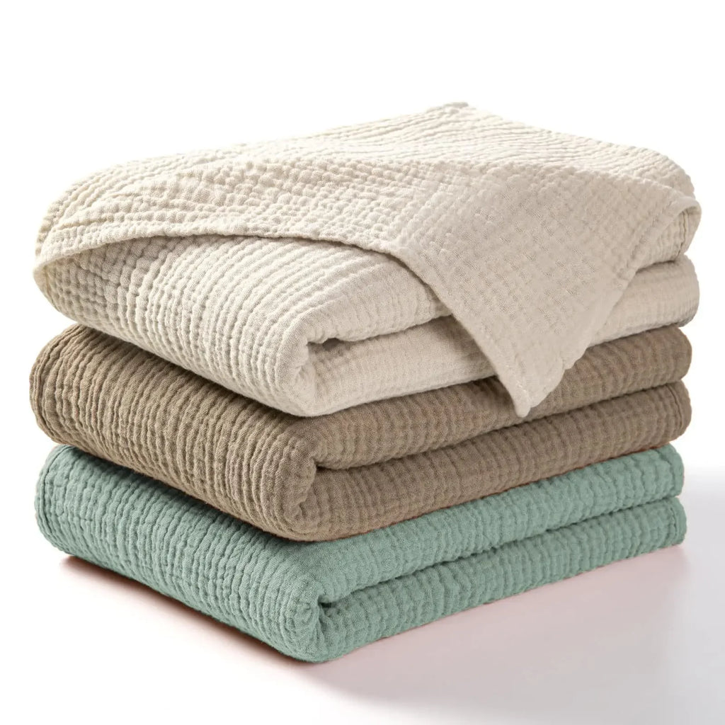 6-Layer Cotton Muslin Throw Blanket for Bed & Sofa | Lightweight Breathable Bedspread | Cozy Bedroom Decor | 3 Sizes, 9 Colours