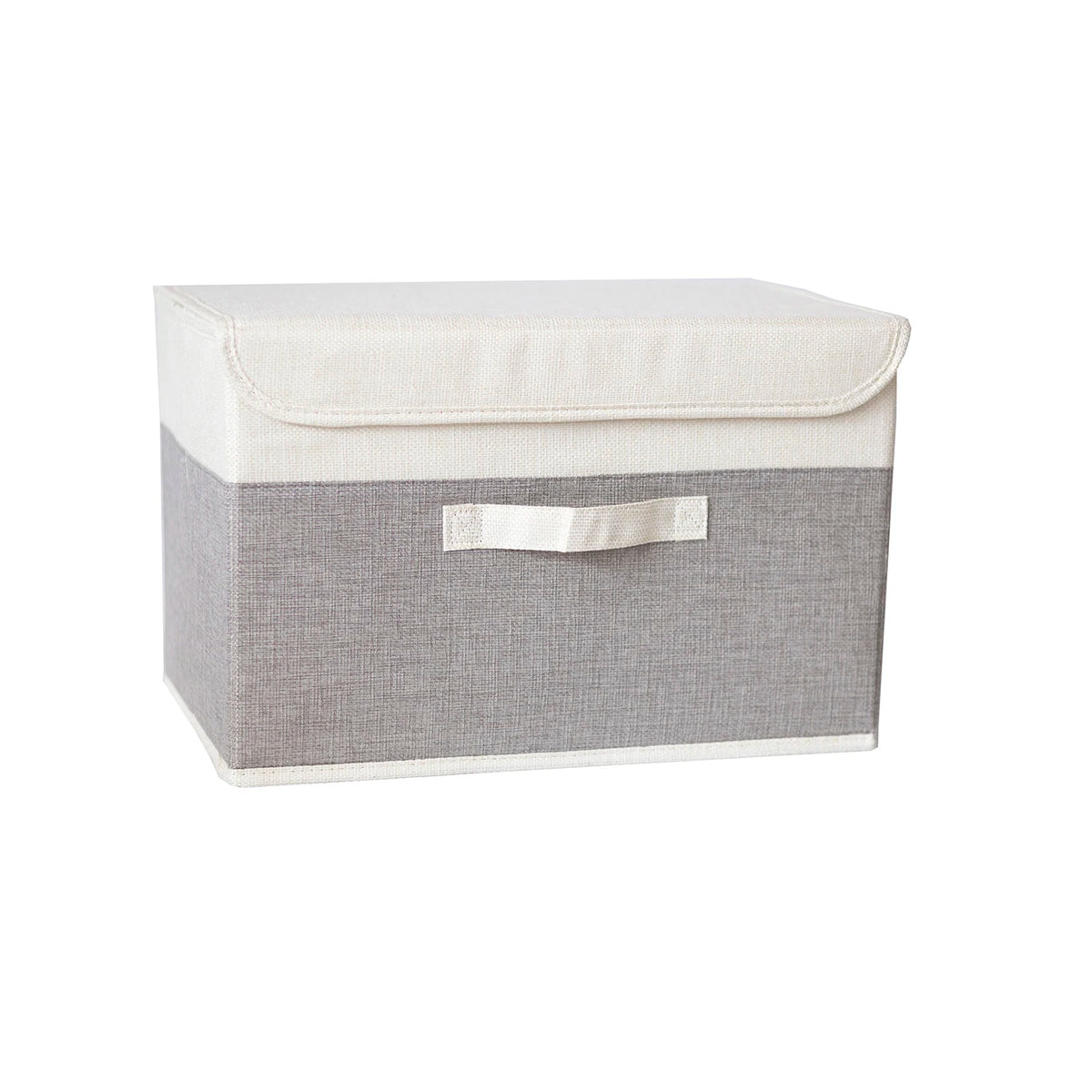 Foldable Cotton Linen Storage Box with Lid for Closet, Nursery & Shelves | Washable Fabric Storage Bin | Toy & Clothes Organiser, 2 Sizes