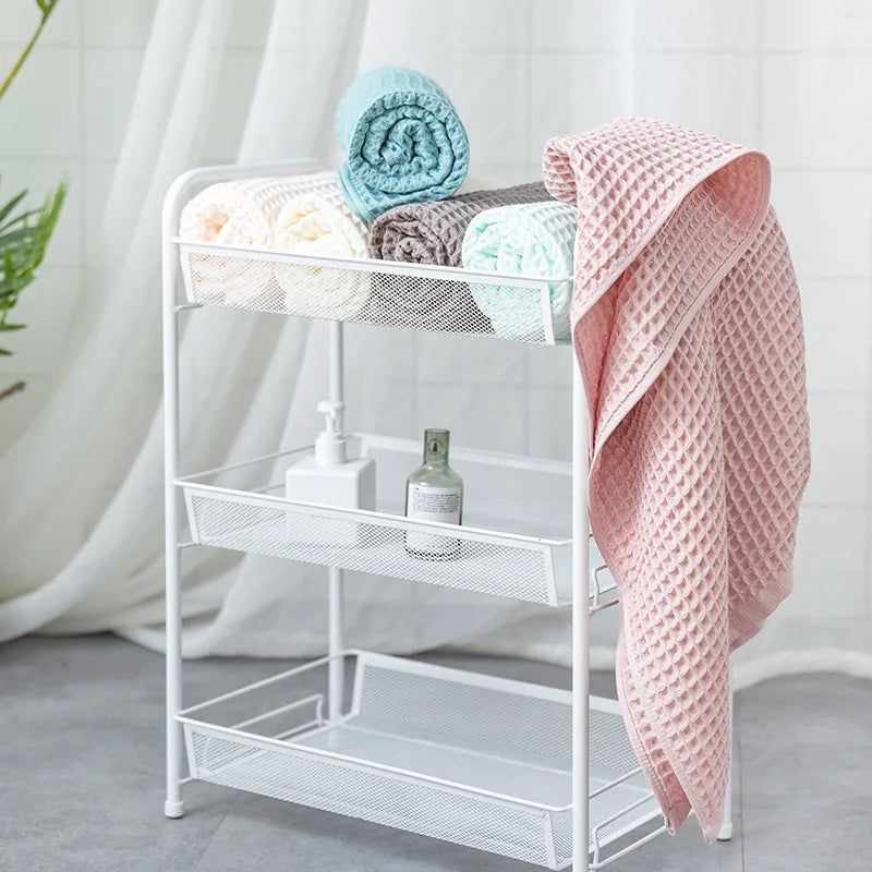 Waffle Weave Cotton Bath Towel for Bathroom & Spa | Quick Dry Absorbent Large Towel 70x140cm | Minimalist Bathroom Decor in 6 Colours