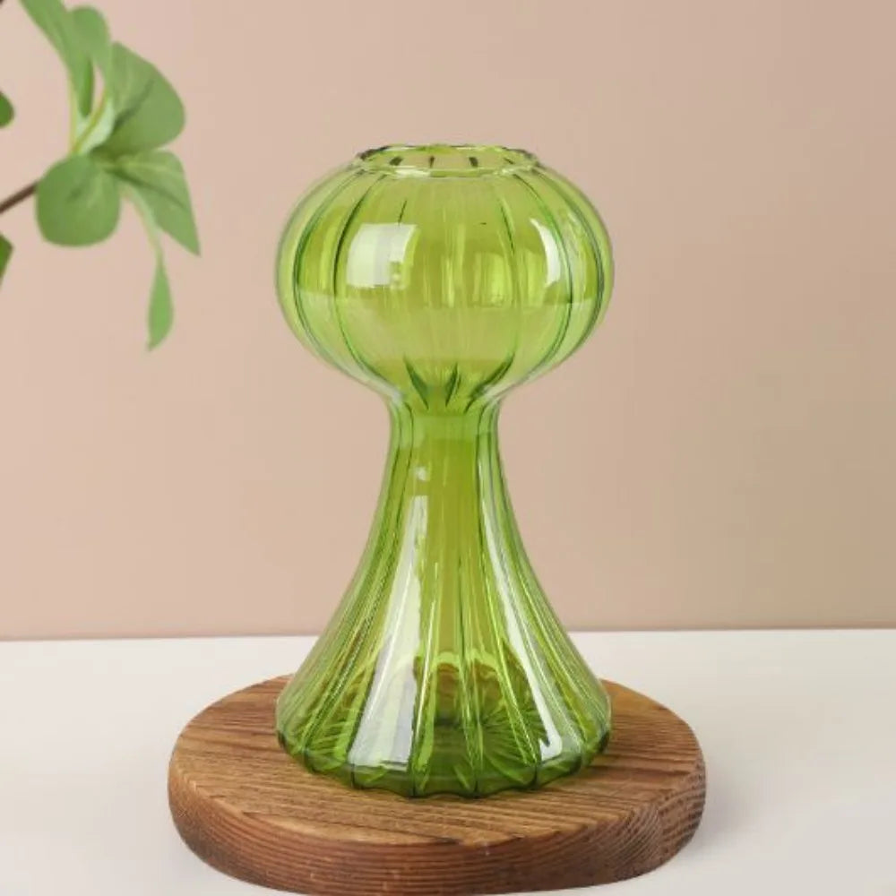 Mushroom Glass Vase for Desk, Shelf & Windowsill | Hydroponic Plant & Bud Vase | Colourful Modern Home Decor Ornament in 12 Colours
