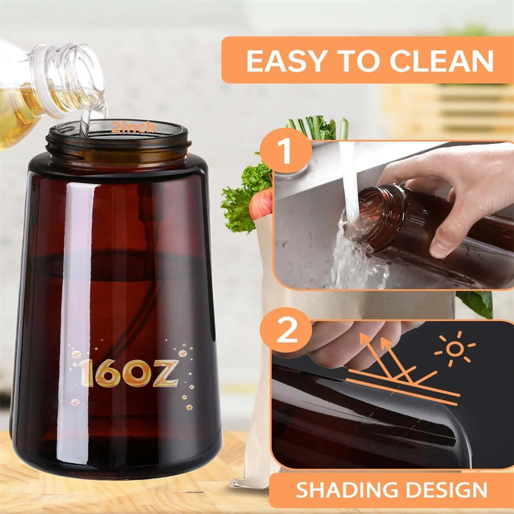 Glass Olive Oil Sprayer & Dispenser for Cooking & Air Fryer | 2 in 1 Pour & Spray Oil Bottle 470ml | Leakproof Kitchen Essential in 3 Colours