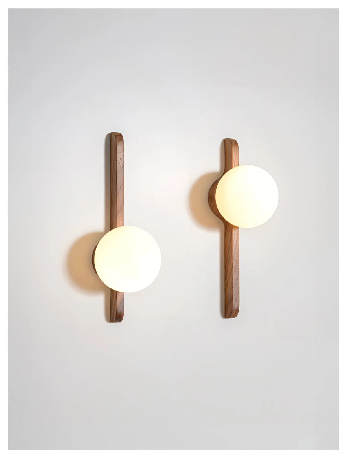 Glass Globe Wall Sconce for Living Room, Bedroom & Hallway | Wabi-Sabi Walnut Wood Wall Light | Moonlight Globe in 3 Finishes & 3 Colour Temperatures