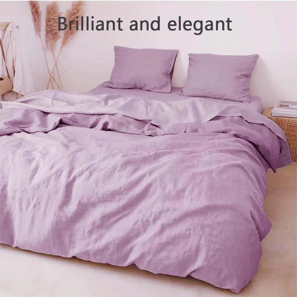 Stone Washed Linen Duvet Cover & Pillowcases for Bedroom | 100% French Linen Bedding | Breathable Neutral Bedroom Decor | 10 Colours