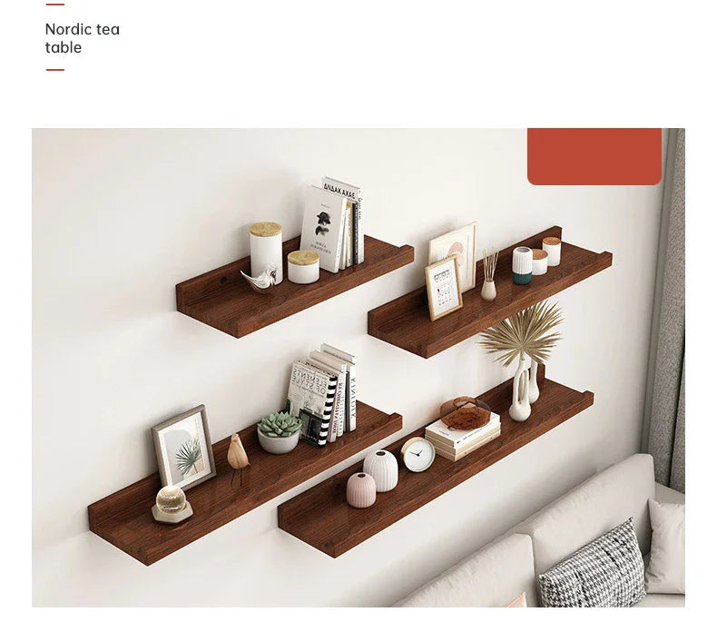 Wooden Floating Shelf for Bathroom, Kitchen & Living Room | U-Shaped Wall Mounted Display Shelf | Natural or Peach Wood Finish, 30cm