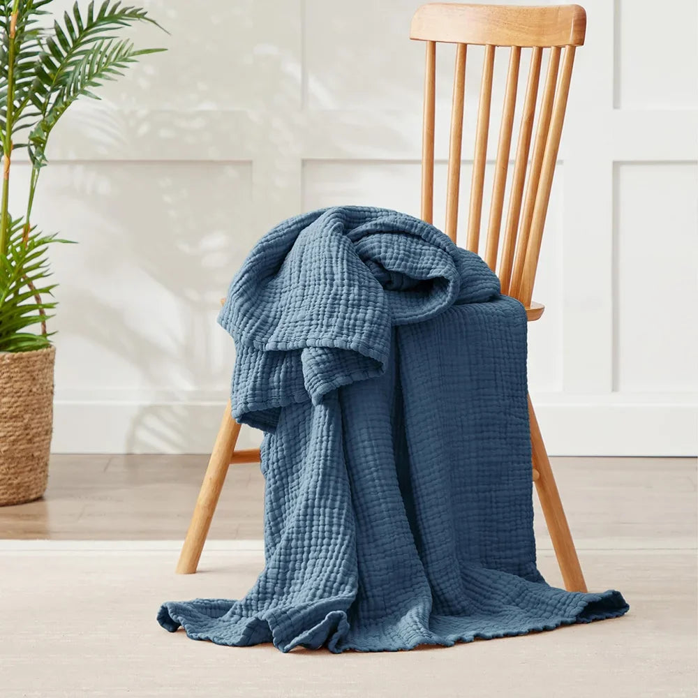 6-Layer Cotton Muslin Throw Blanket for Bed & Sofa | Lightweight Breathable Bedspread | Cozy Bedroom Decor | 3 Sizes, 9 Colours