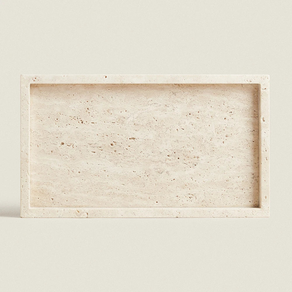 Travertine Vanity Tray for Bathroom Counter, Kitchen Sink & Dresser | Natural Stone Tray for Soap, Perfume & Skincare | 25cm or 30cm