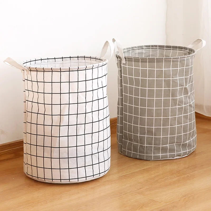 Foldable Laundry Hamper for Bedroom, Bathroom & Nursery | Large Cotton Linen Laundry Basket | Water Resistant Clothes & Toy Storage in 3 Colours