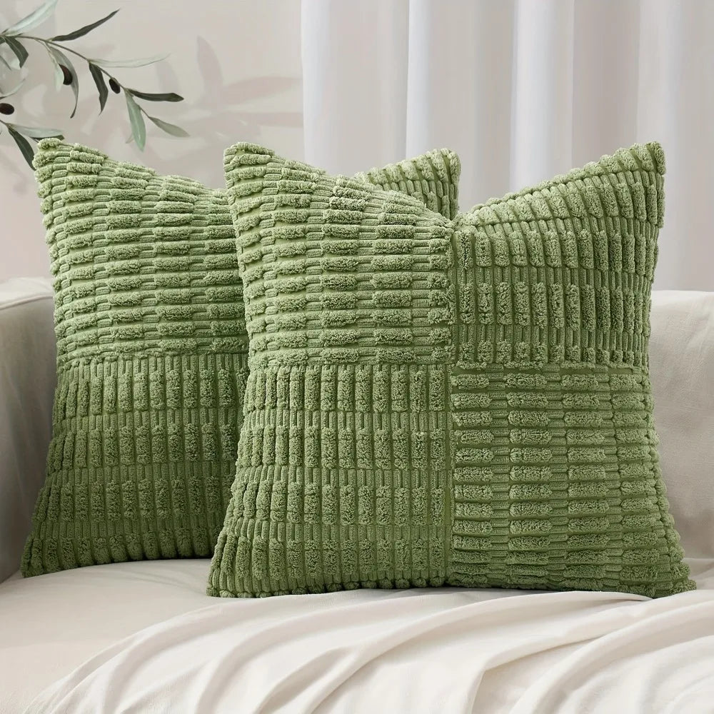 Corduroy Throw Pillow Cover 45x45cm for Sofa & Bed | Super-Soft Textured Cushion Cover | Modern Bedroom Decor | 6 Colours