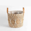 Seagrass Planter Basket with Handles for Indoor Plants & Patio | Natural Woven Plant Pot Cover | Boho Storage Basket, 25cm or 29cm