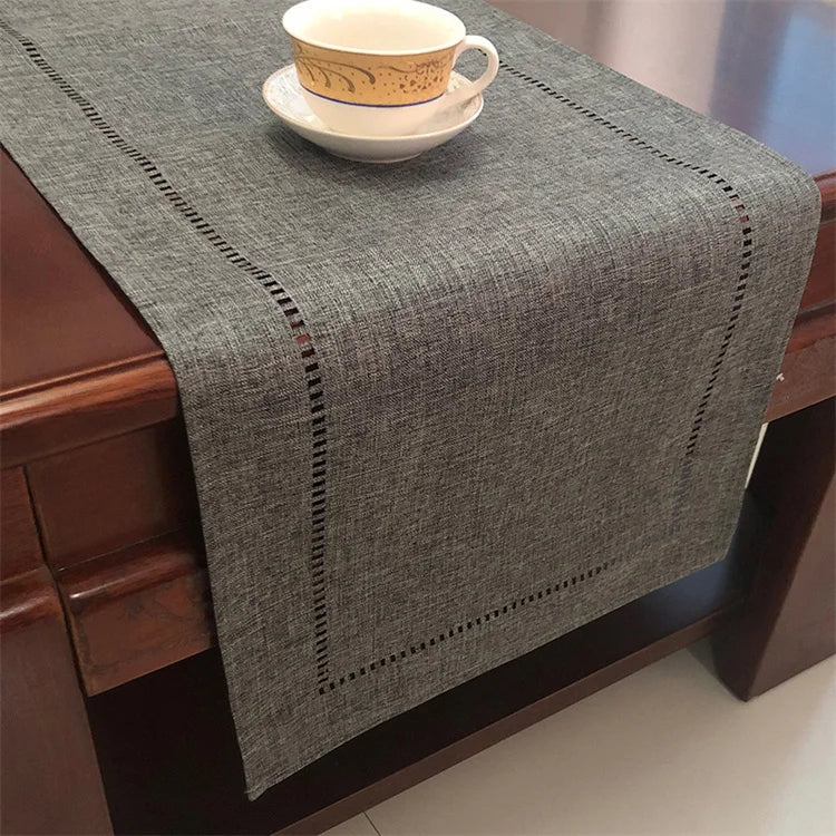 Linen-Look Table Runner for Kitchen & Dining Table | Simple Solid Colour Table Decor | Party & Holiday Tablecloth Runner, 32x180cm or 32x280cm