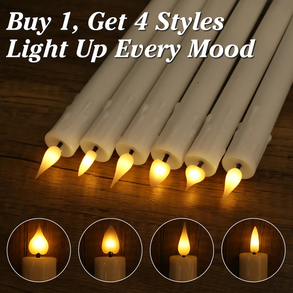 Rechargeable Flameless LED Taper Candles for Dining Table, Mantel & Window | Remote Control with Timer | Flickering Candle Set, 6 to 24 Pcs