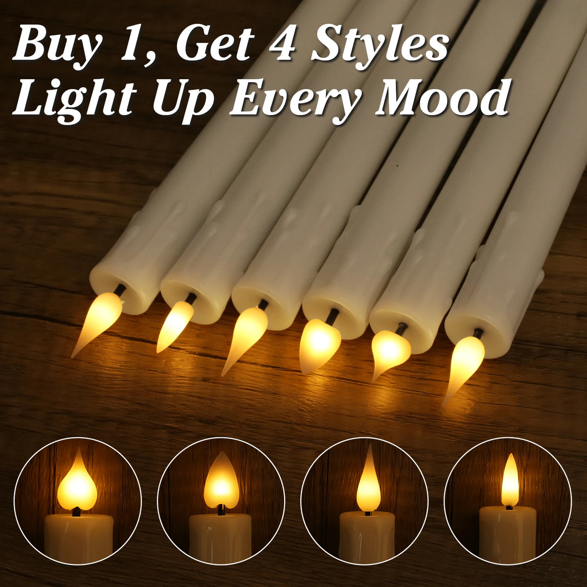 Rechargeable Flameless LED Taper Candles for Dining Table, Mantel & Window | Remote Control with Timer | Flickering Candle Set, 6 to 24 Pcs